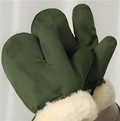 Šiltos dviračių trijų pirštų pirštinės